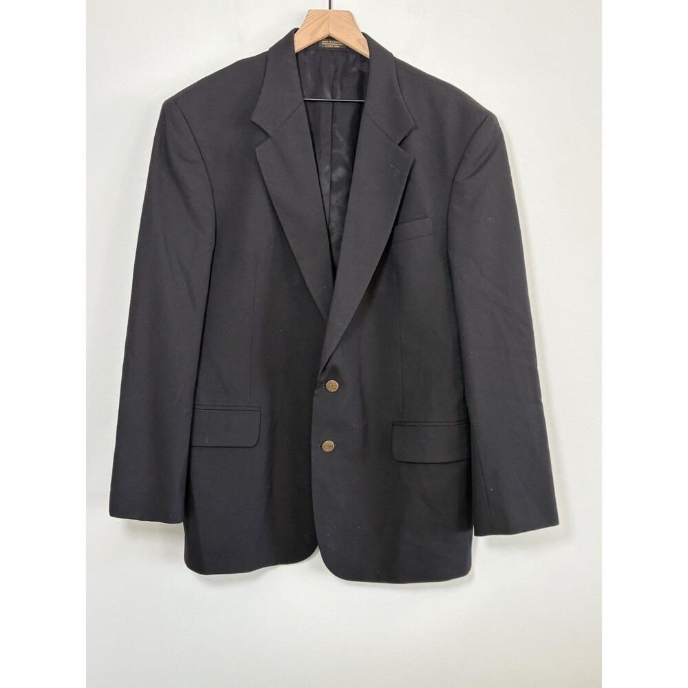 Oscar de la Renta Blazer Mens 43R Black 100% Wool Gold Two Button Sport Coat